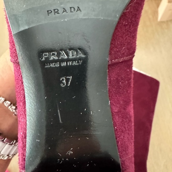 Prada Tall Suede Boot Wine Sz 37 - Picture 10 of 14